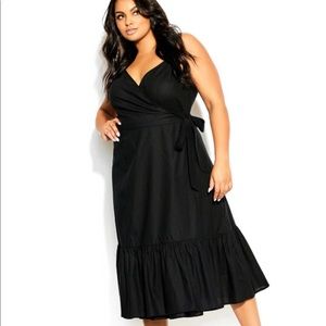 Black midi wrap dress